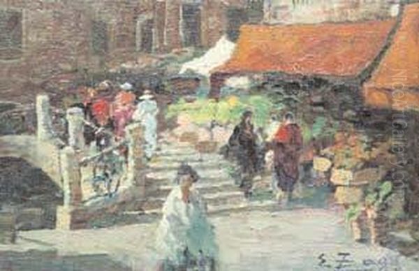 Mercato A Venezia Oil Painting by Erma Zago