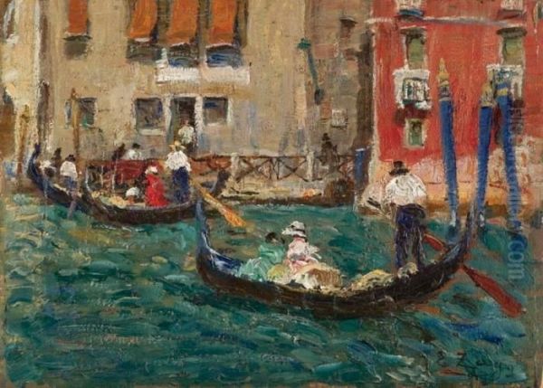 Gondole A Venezia Oil Painting by Erma Zago