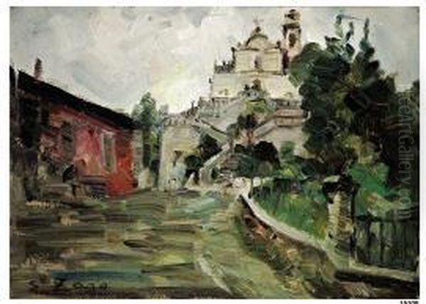 Strada Verso Il Santuario Oil Painting by Erma Zago