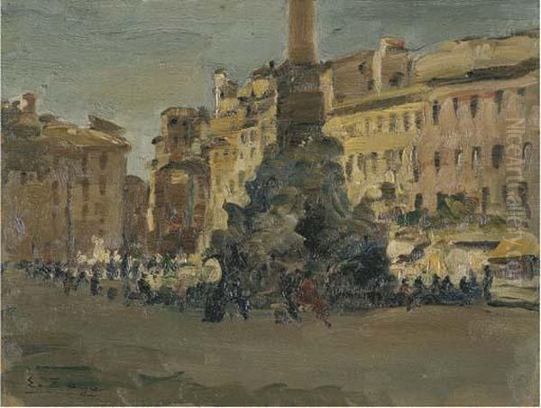 Roma, Piazza Navona Oil Painting by Erma Zago