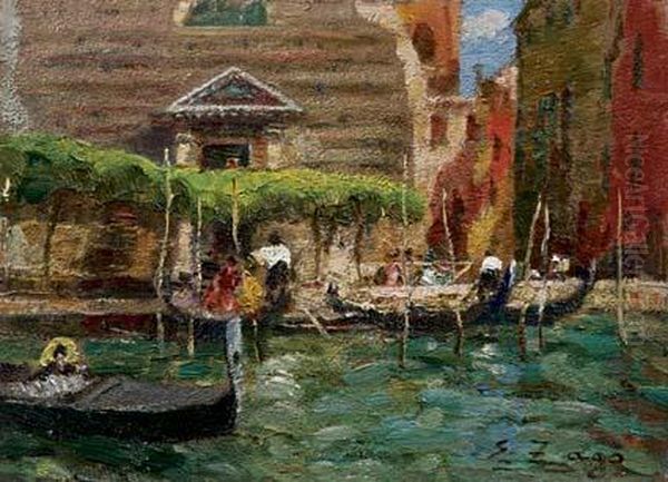 Gondole A Venezia Oil Painting by Erma Zago