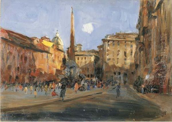 Roma, Piazza Navona Oil Painting by Erma Zago