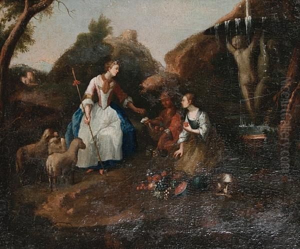 The Shepherdess' Picnic Oil Painting by Giuseppe Zais