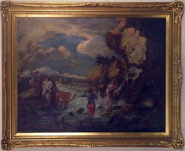 Il Guado Del Torrente Oil Painting by Giuseppe Zais