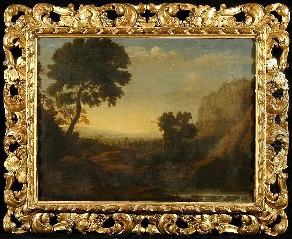 An Italianate Landscape Oil Painting by Giuseppe Zais