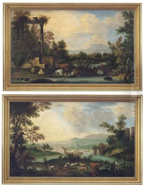 An Italianate River Landscape by Giuseppe Zais