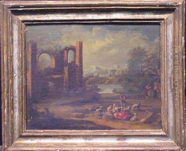 Shepherds Before Ruins Oil Painting by Giuseppe Zais