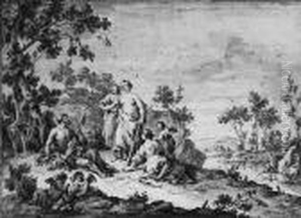 Hercules And Omphale In A Landscape Oil Painting by Giuseppe Zais