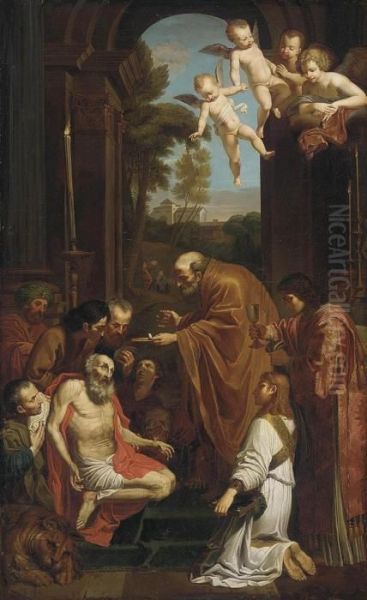 Domenichino The Last Communion Of Saint Jerome Oil Painting by Domenico Zampieri (Domenichino)