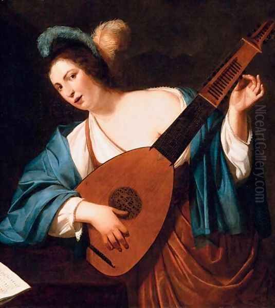 The lute player Oil Painting by Lumen Portengen Active Utrecht