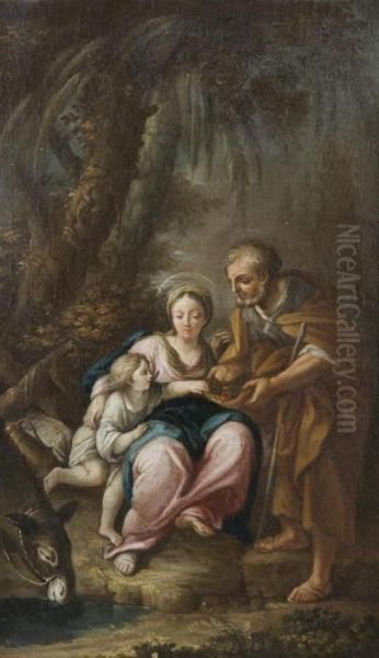 Rest On The Flight Into Egypt Oil Painting by Domenico Zampieri (Domenichino)