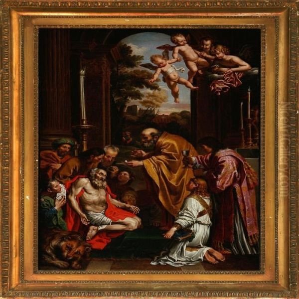 Last Communion Of St. Jerome Oil Painting by Domenico Zampieri (Domenichino)