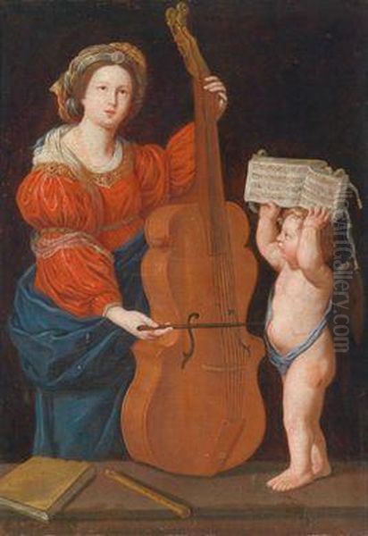 Nachfolge Die Heilige Cacilia Als Patronin Der Musik Oil Painting by Domenico Zampieri (Domenichino)