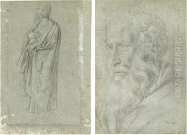 Study Of A Draped Standing Female Figure by Domenico Zampieri (Domenichino)