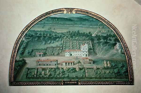 Colle Salvetti, from a series of lunettes depicting views of the Medici villas, 1599 Oil Painting by Giusto Utens