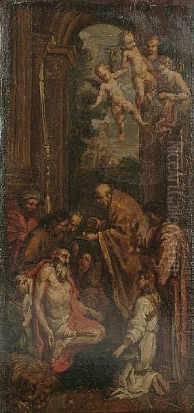 The Last Communion Of Saint Jerome Oil Painting by Domenico Zampieri (Domenichino)