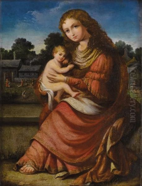 Madonna And Child Oil Painting by Domenico Zampieri (Domenichino)