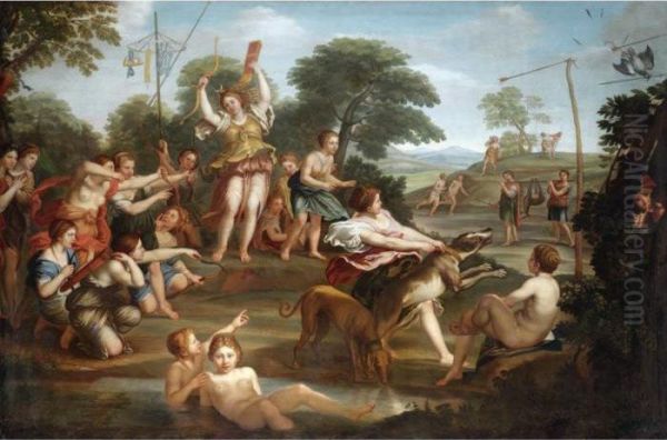 Diana And Actaeon Oil Painting by Domenico Zampieri (Domenichino)