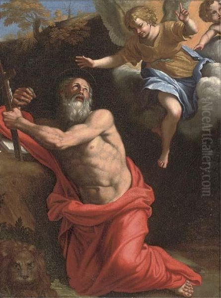 The Penitent Saint Jerome In The Wilderness Oil Painting by Domenico Zampieri (Domenichino)