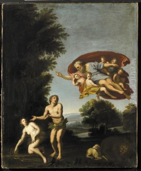 Rimprovero Ad Adamo Ed Eva Oil Painting by Domenico Zampieri (Domenichino)