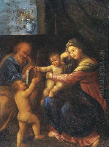 The Holy Family With The Infant Saint John The Baptist Oil Painting by Domenico Zampieri (Domenichino)