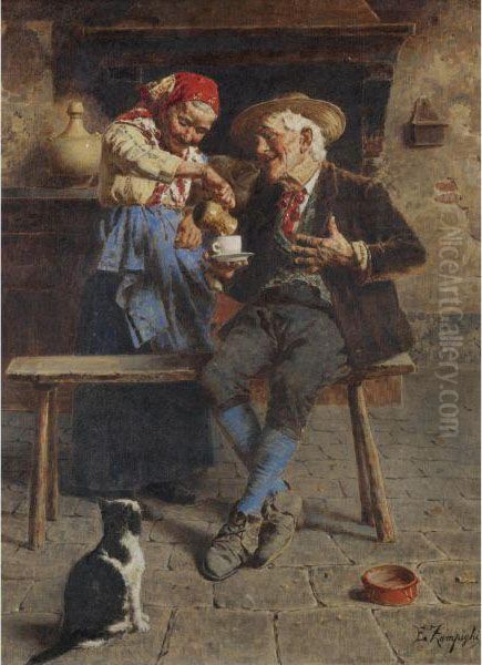 The Happy Couple Oil Painting by Eugenio Zampighi