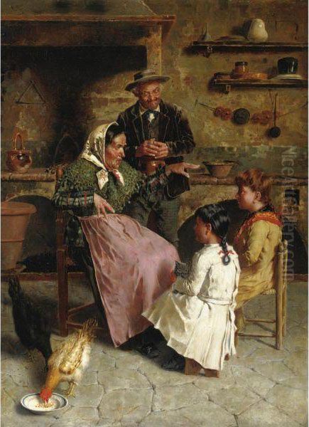 Il Racconto Della Storia Oil Painting by Eugenio Zampighi