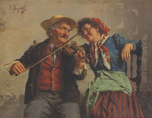 La Serenata Oil Painting by Eugenio Zampighi