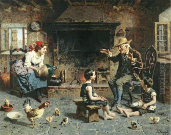 Story Time Oil Painting by Eugenio Zampighi