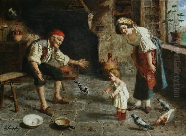 First Steps Oil Painting by Eugenio Zampighi