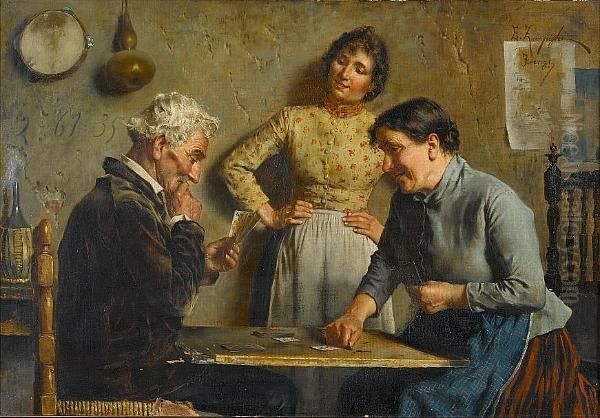 A Good Hand Oil Painting by Eugenio Zampighi