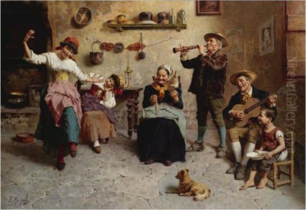 Afternoon Merriment Oil Painting by Eugenio Zampighi