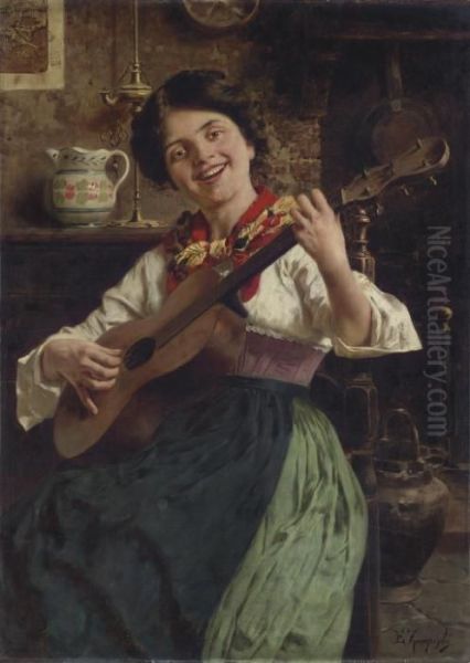 The Serenade Oil Painting by Eugenio Zampighi