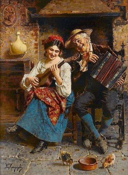 Music Hath Charms Oil Painting by Eugenio Zampighi