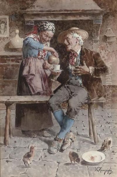 The Happy Couple Oil Painting by Eugenio Zampighi