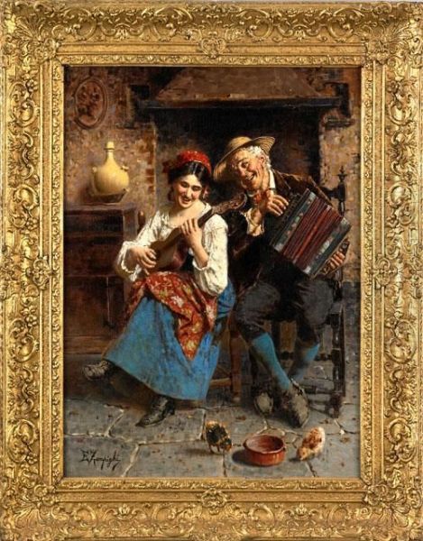 Music Hath Charms Oil Painting by Eugenio Zampighi