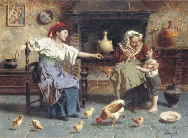 The Favourite Story Oil Painting by Eugenio Zampighi