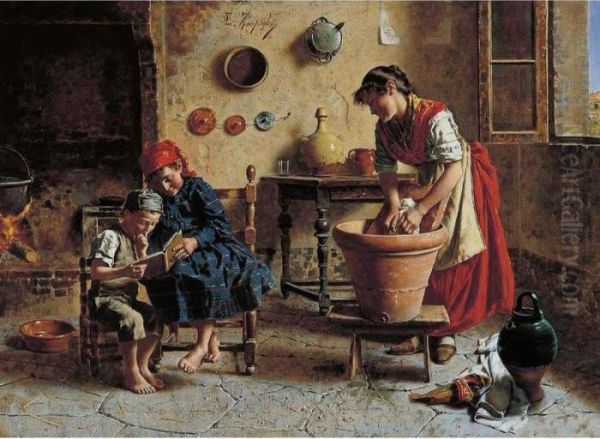 The Happy Family Oil Painting by Eugenio Zampighi