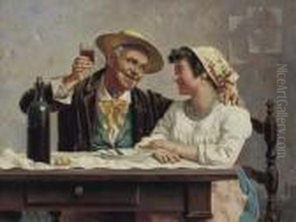 A Toast To Youth Oil Painting by Eugenio Zampighi