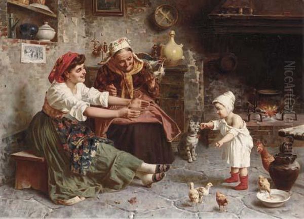 The First Steps Oil Painting by Eugenio Zampighi