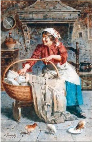 The Lullaby Oil Painting by Eugenio Zampighi