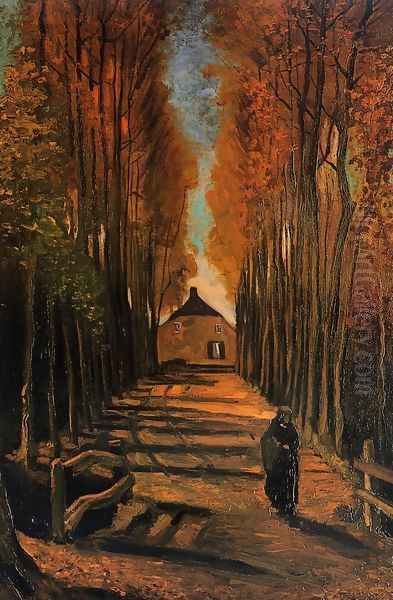 Avenue Of Poplars In Autumn Oil Painting by Vincent Van Gogh