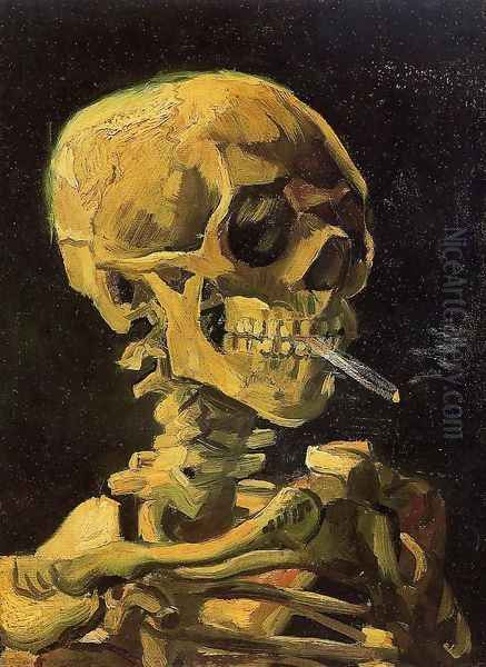 Skull With Burning Cigarette Oil Painting by Vincent Van Gogh