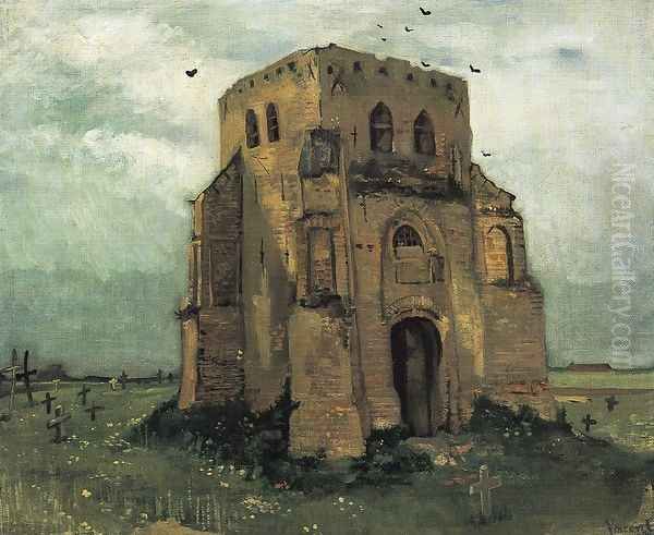 Country Churchyard and Old Church Tower Oil Painting by Vincent Van Gogh