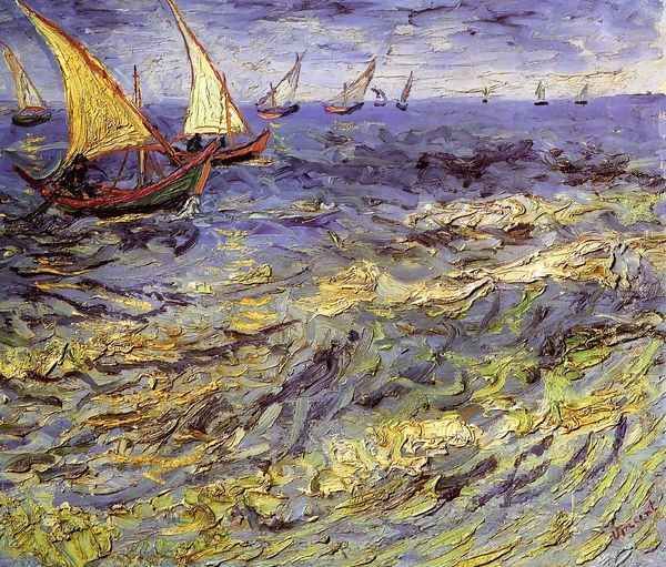 Fishing Boats at Sea Oil Painting by Vincent Van Gogh