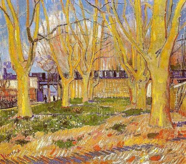 Avenue Of Plane Trees Near Arles Station Oil Painting by Vincent Van Gogh