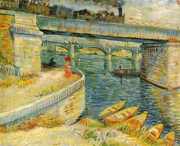 Bridges Across The Seine At Asnieres Oil Painting by Vincent Van Gogh