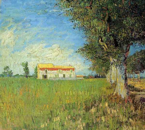 Farmhouse In A Wheat Field Oil Painting by Vincent Van Gogh