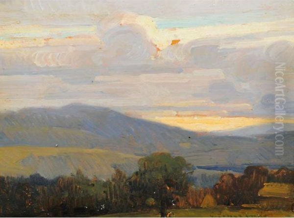 Paesaggio Al Tramonto Oil Painting by Giovanni Zangrando