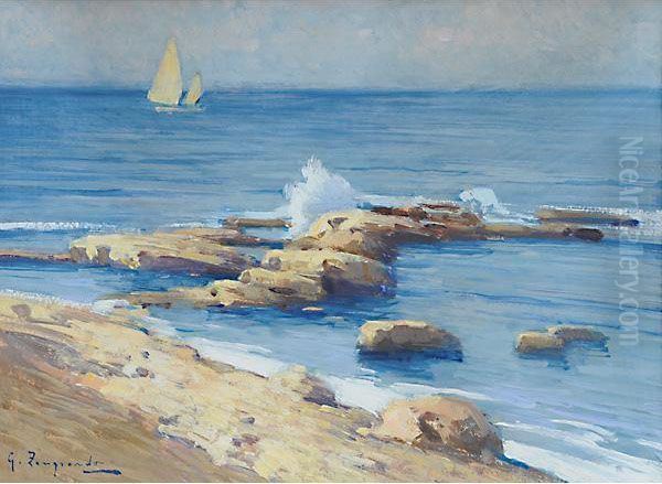 Mare Sugli Scogli Oil Painting by Giovanni Zangrando